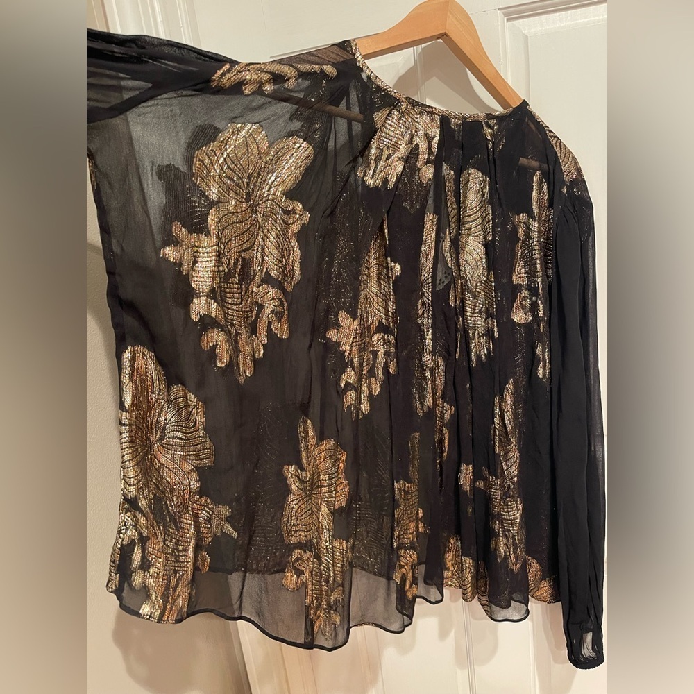Muche et Muchette Black and Gold Floral Blouse O/S - Picture 7 of 7